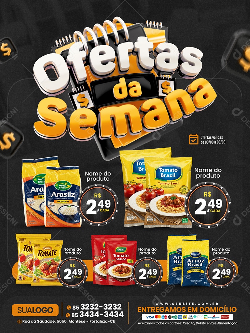 Tabloide Mercado Ofertas da Semana Produtos Social Media PSD Editável
