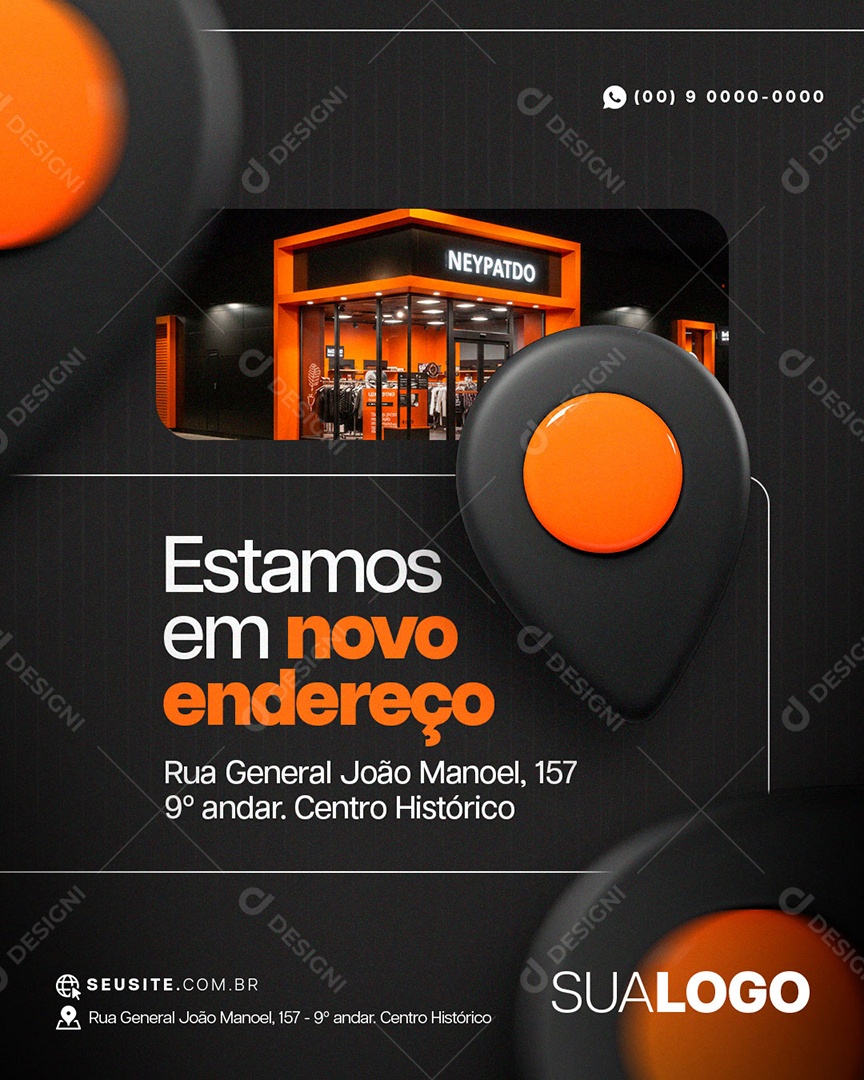 Marketing Vendas Endereço Social Media PSD Editável