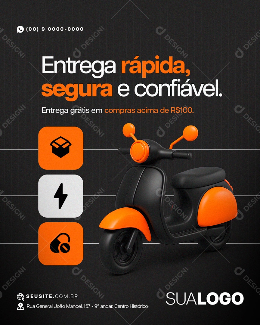 Marketing Vendas Entregas Social Media PSD Editável