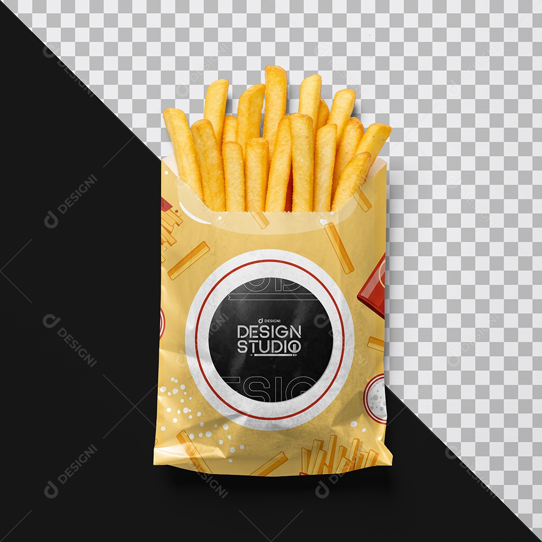 Mockup Embalagem Fast Food Batata Frita PSD Editável