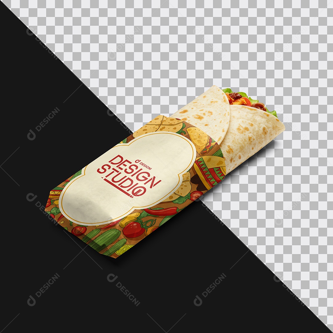 Mockup Embalagem Fast Food Burrito PSD Editável