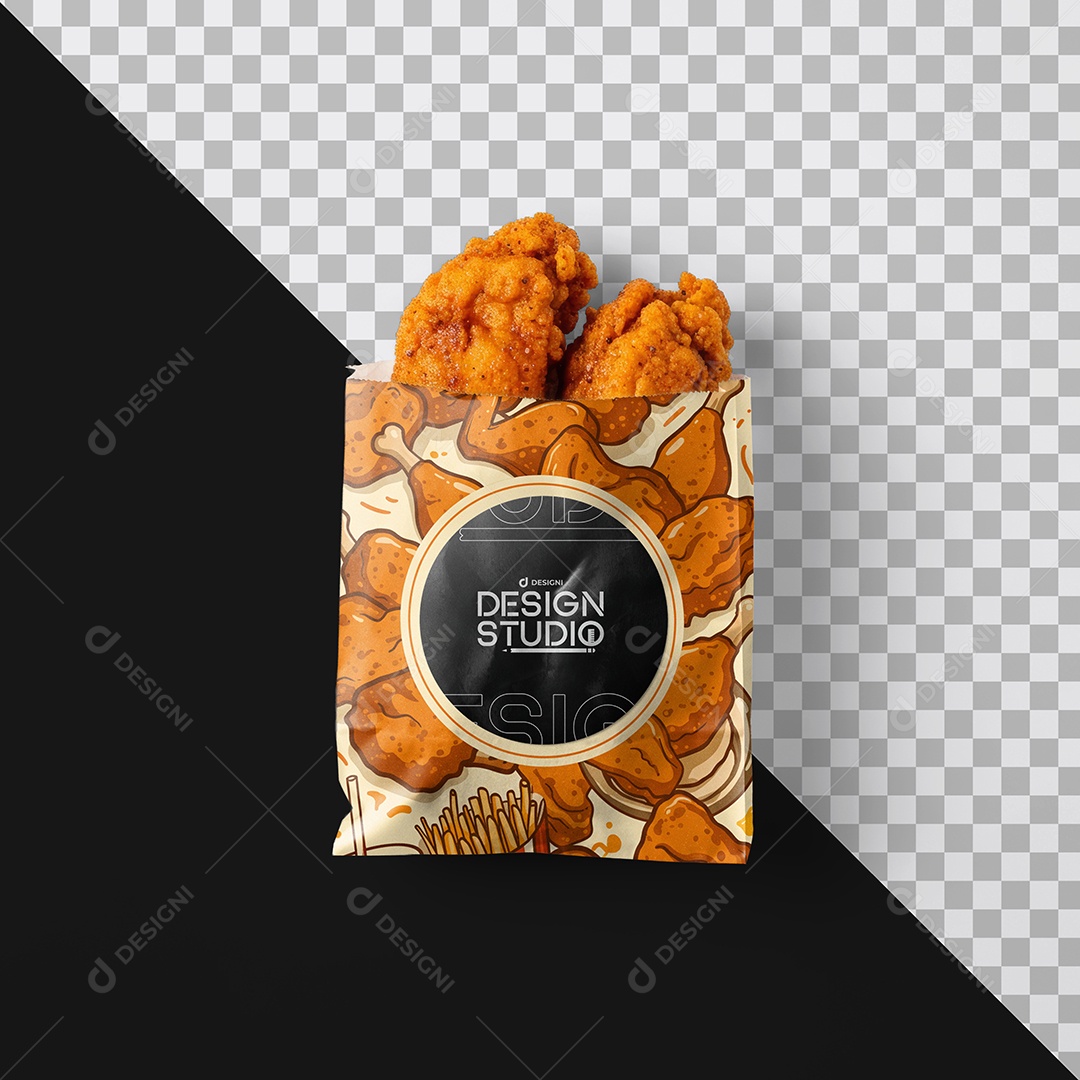 Mockup Embalagem Fast Food Frango Frito PSD Editável