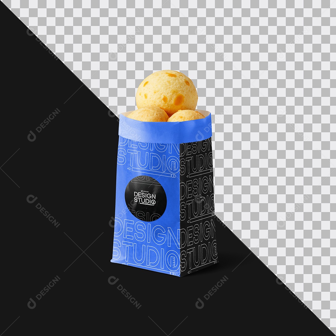 Mockup Embalagem Fast Food Pão de Queijo PSD Editável