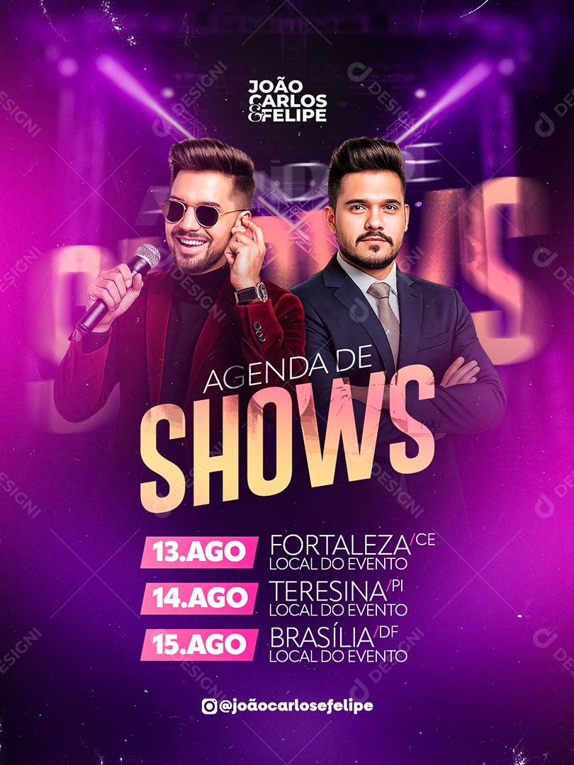 Flyer Agenda De Shows João Carlos e Felipe Social Media PSD Editável