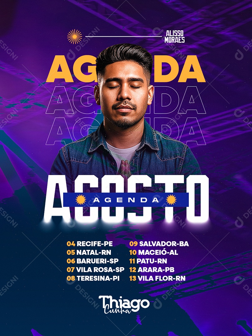 Flyer Agenda Agosto Social Media PSD Editável