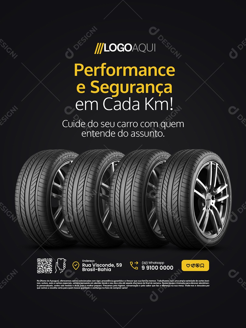 Loja de Pneus Perfomance e Segurança Social Media PSD Editável