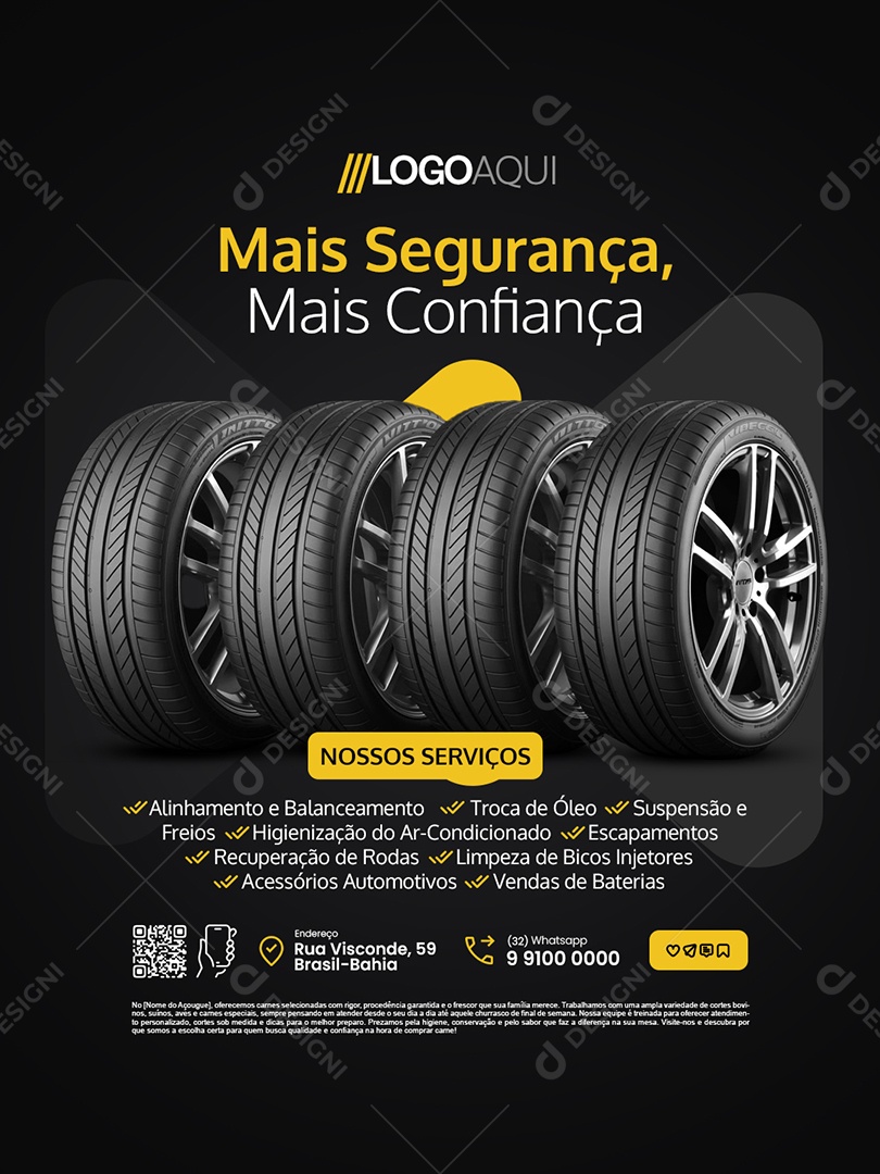 Loja de Pneus Mais Segurança Mais Confiança Social Media PSD Editável