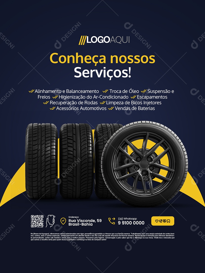 Loja de Pneus Conheça Nossos Serviços Social Media PSD Editável
