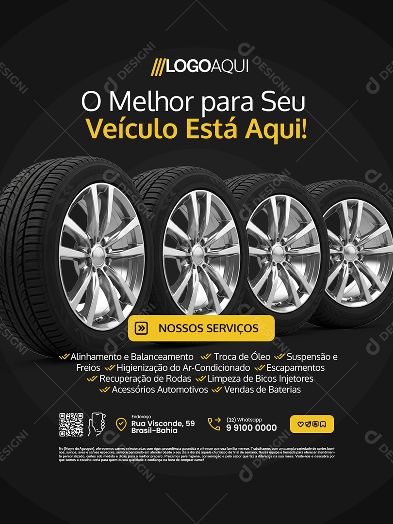 Loja de Pneus O Melhor para Seu Veículo Está Aqui Social Media PSD Editável