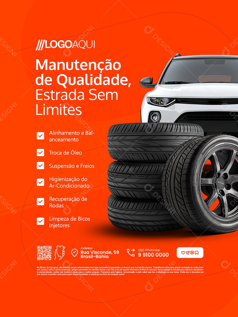 Loja de Pneus Manutenção de Qualidade Social Media PSD Editável