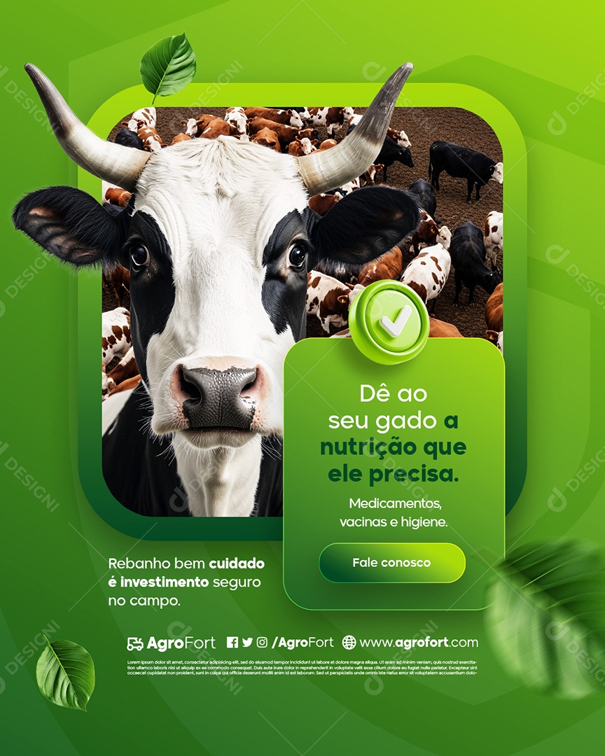 Agropecuária Dê ao Seu Gado a Nutrição Que Ele Precisa Social Media PSD Editável