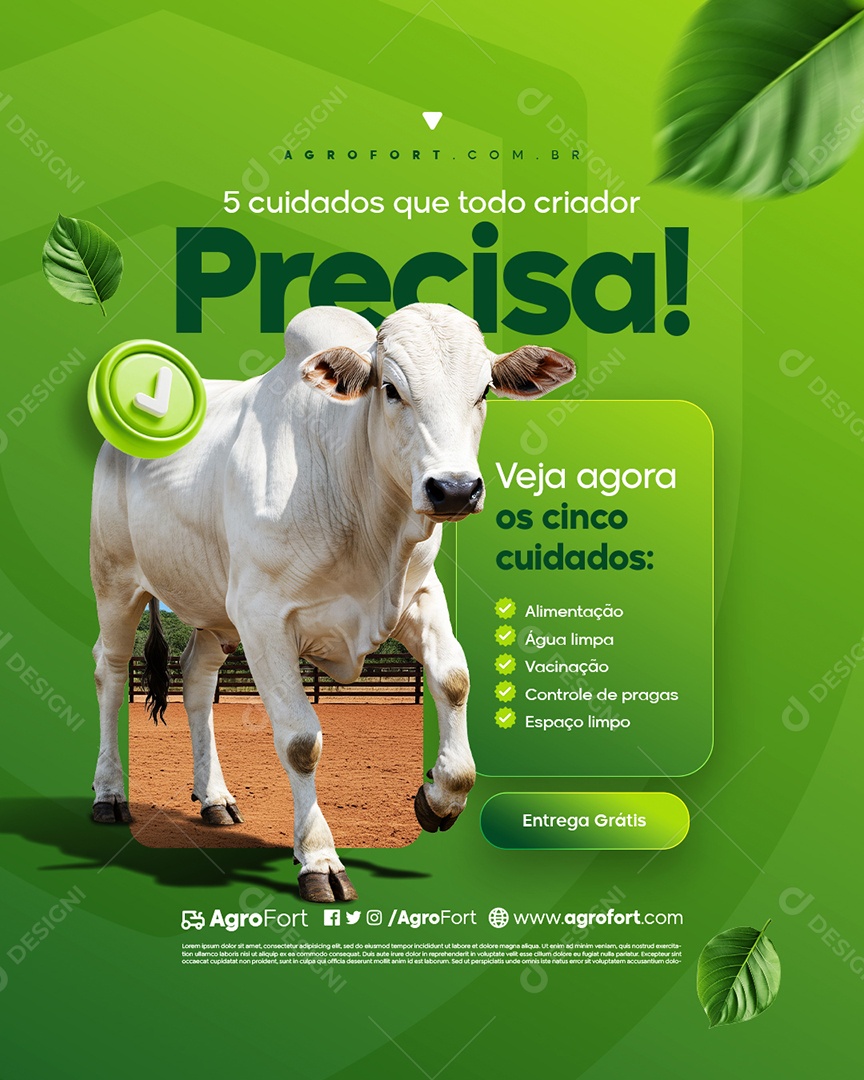 Agropecuária Cinco Cuidados Que Todo Criador Precisa Social Media PSD Editável