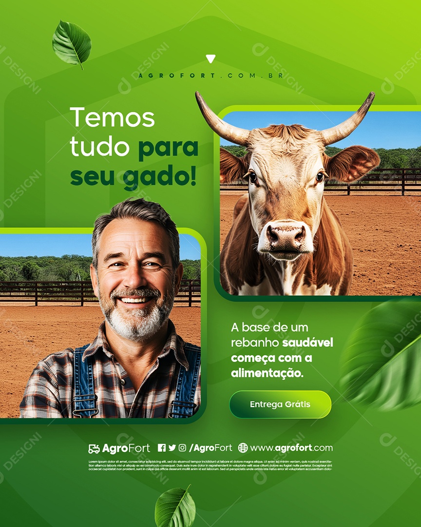 Agropecuária Temos Tudo para Seu Gado Social Media PSD Editável