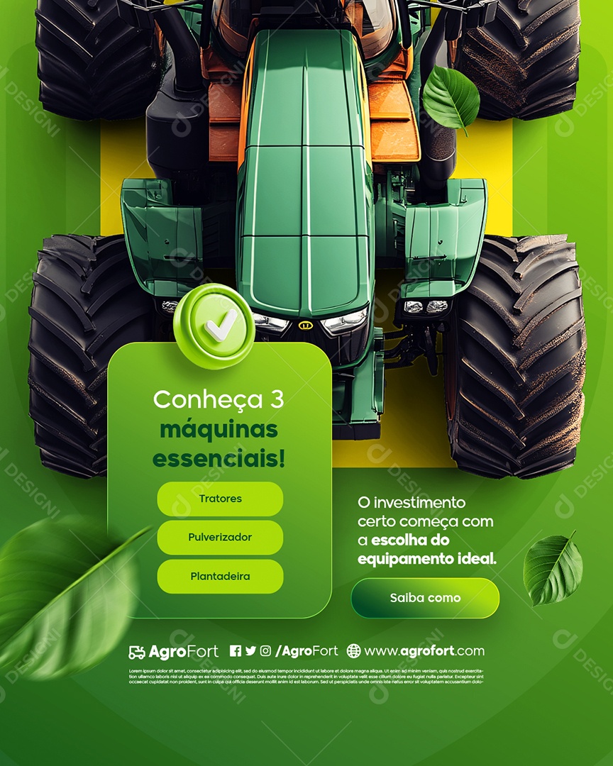 Agropecuária Conheça Três Máquinas Essenciais Social Media PSD Editável