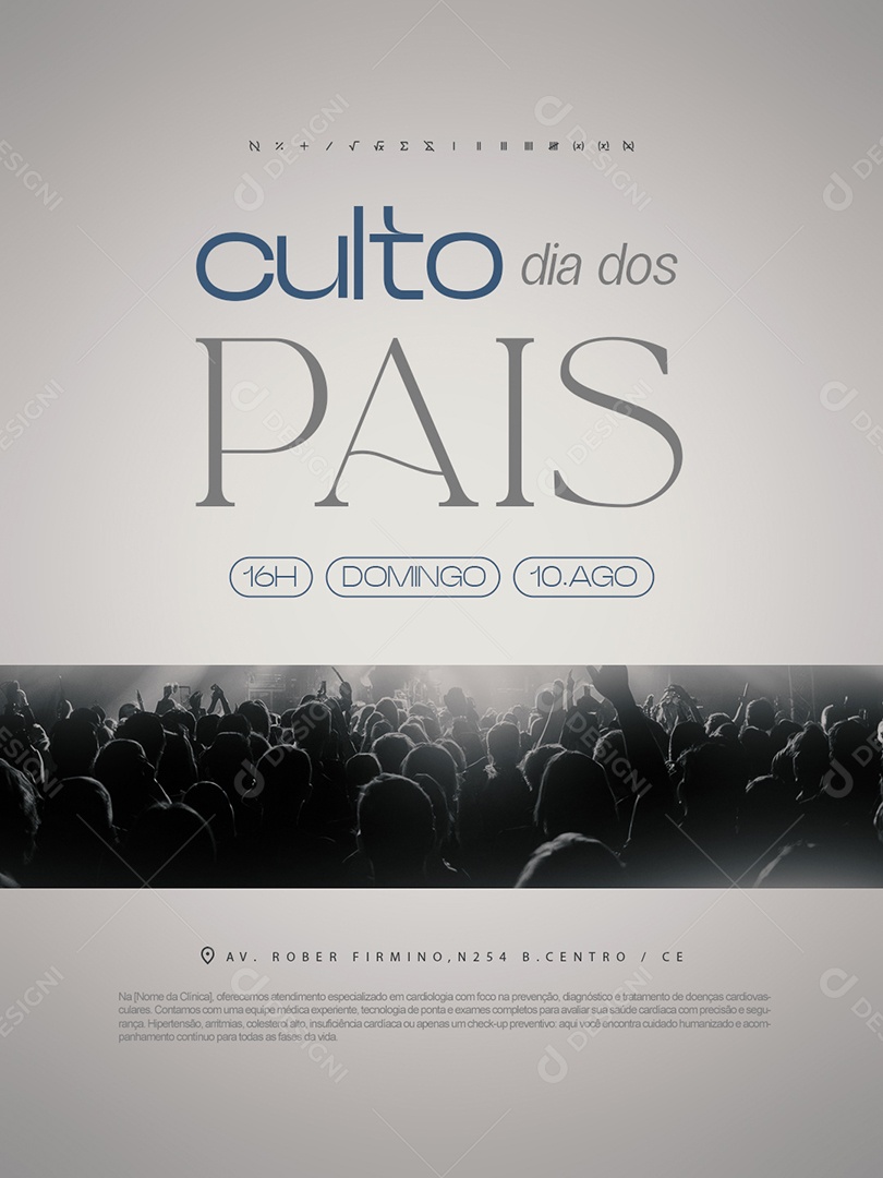 Gospel Culto Dia dos Pais 10 de Agosto Domingo Social Media PSD Editável