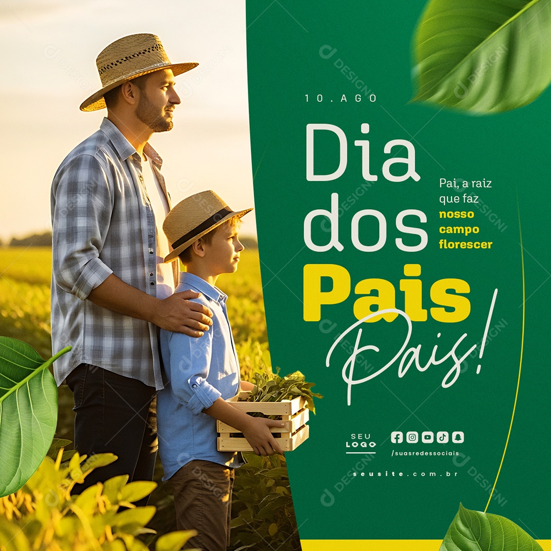 Feliz Dia dos Pais 10 de Agosto Agronegócio Social Media PSD Editável
