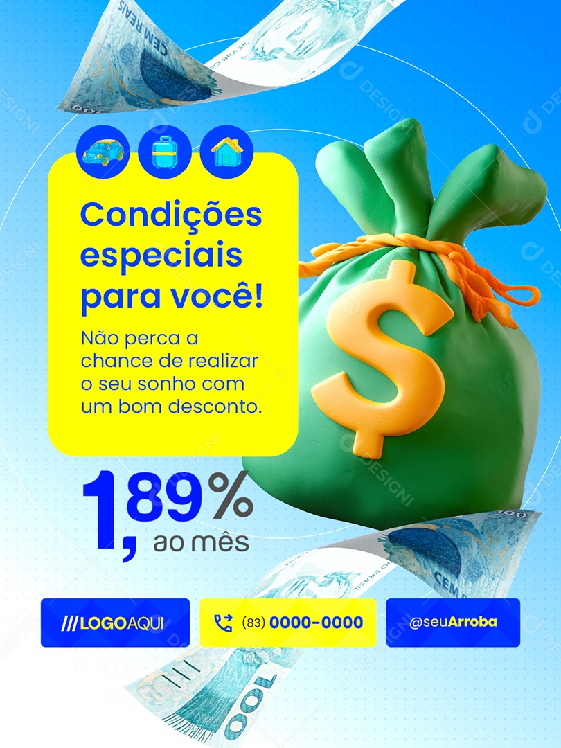 Financiadora Condições Especiais para Você Social Media PSD Editável