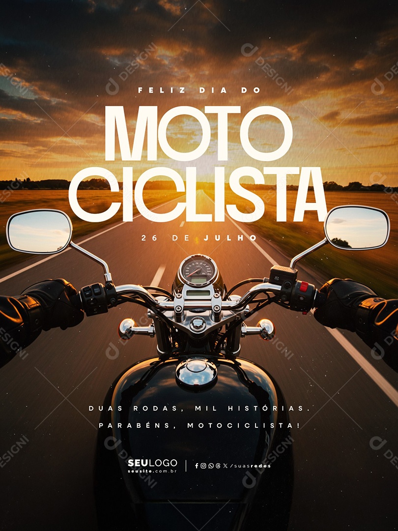 Feliz Dia do Motociclista 27 de Julho Social Media PSD Editável