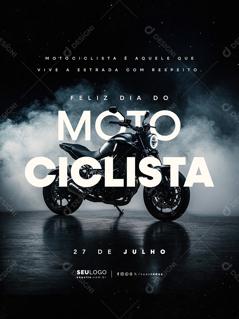 Feliz Dia do Motociclista 27 de Julho Social Media PSD Editável