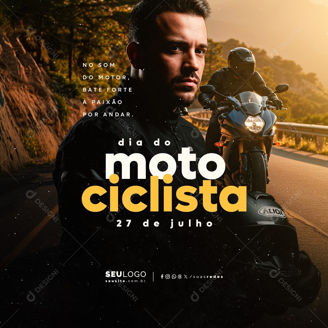 Dia do Motociclista 27 de Julho Social Media PSD Editável