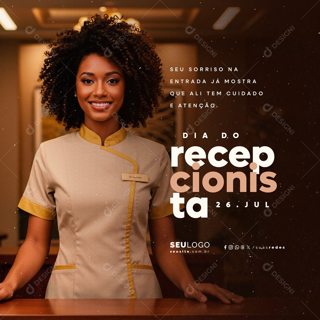 Dia do Recepcionista 26 de Julho Social Media PSD Editável