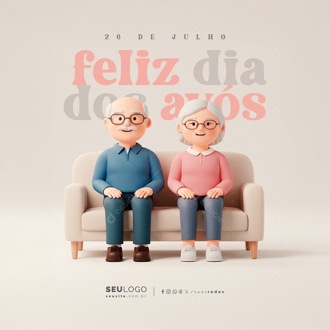 Ffeliz Dia dos Avós 26 de Julho Social Media PSD Editável