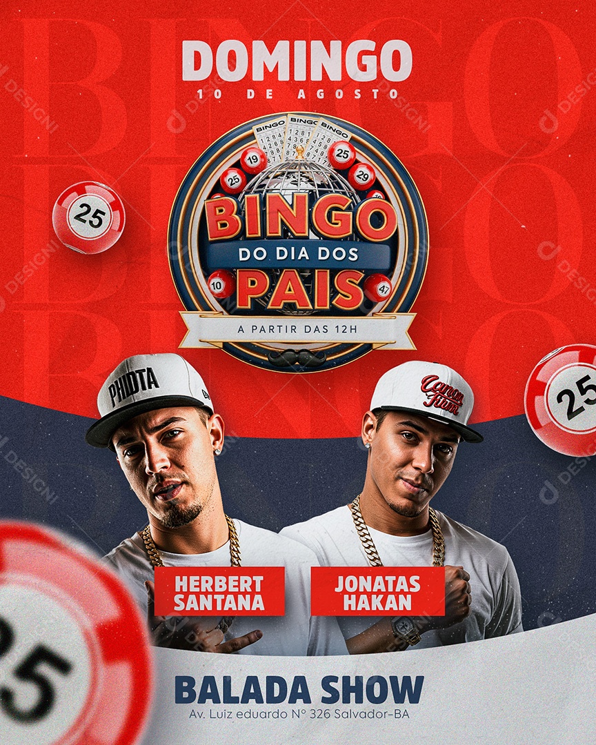 Flyer Bingo Do dia Dos Pais Social Media Feed PSD Editável