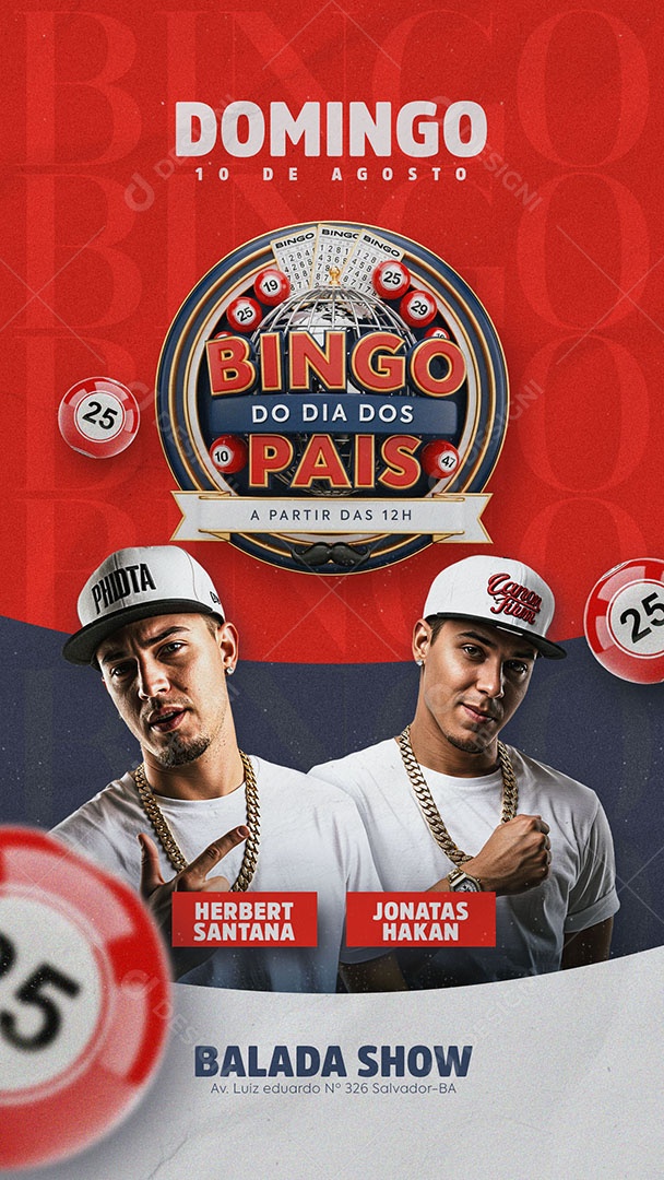 Flyer Bingo Do dia Dos Pais Social Media Story PSD Editável