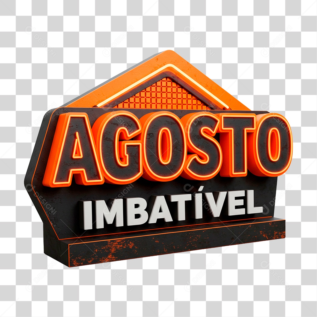 Selo 3D Agosto Imbatível para Composição PNG Transparente