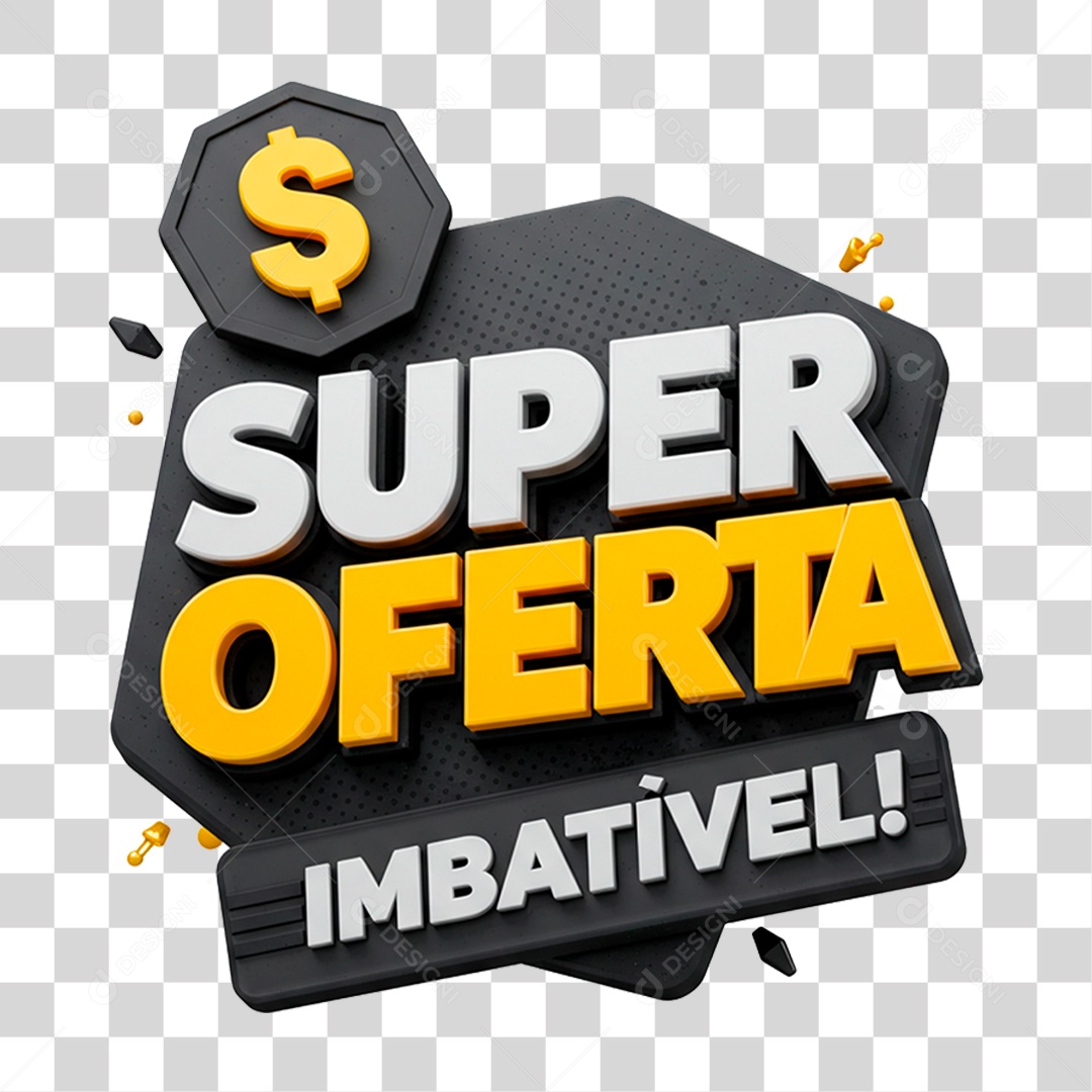 Selo 3D Super Oferta Imbatível para Composição PNG Transparente