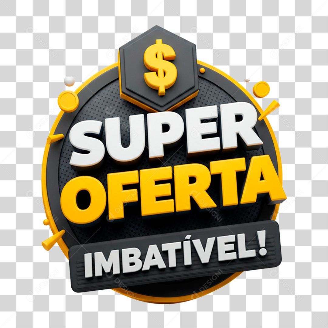 Selo 3D Super Oferta Imbatível para Composição PNG Transparente