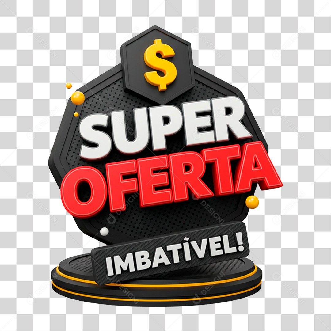 Selo 3D Super Oferta Imbatível para Composição PNG Transparente