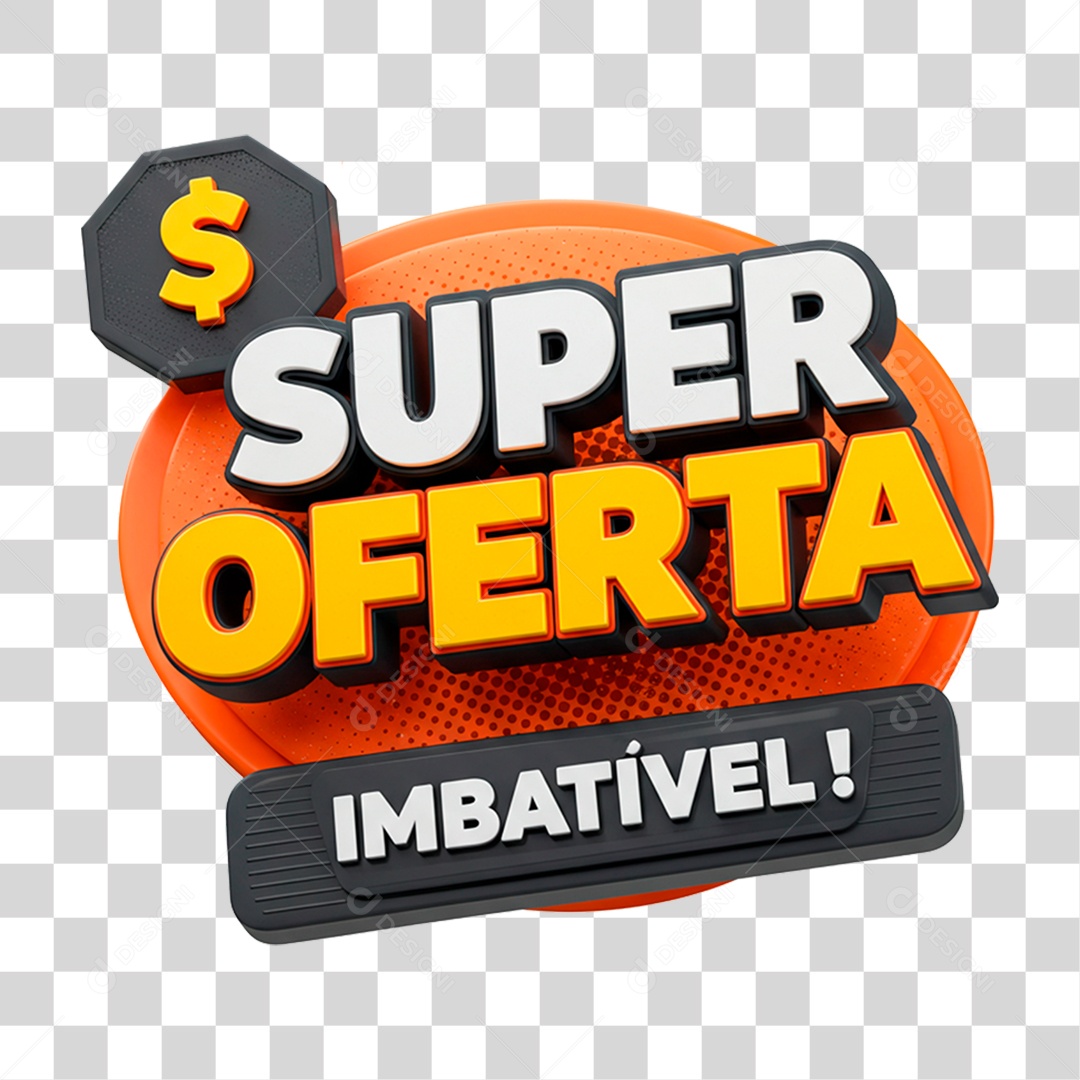 Selo 3D Super Oferta Imbatível para Composição PNG Transparente