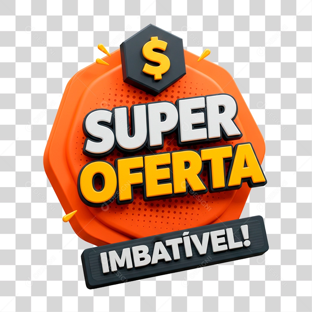 Selo 3D Super Oferta Imbatível para Composição PNG Transparente