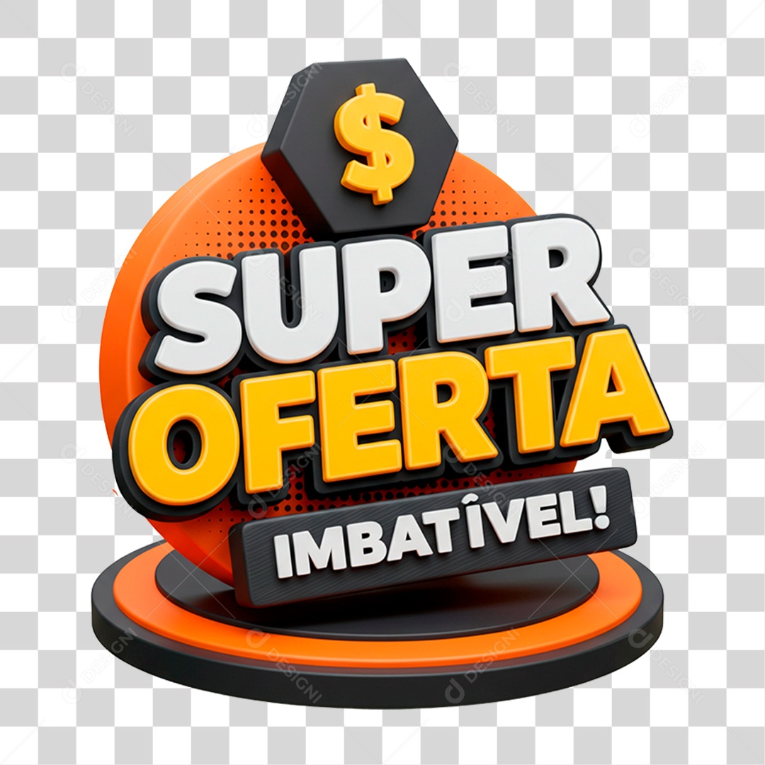 Selo 3D Super Oferta Imbatível para Composição PNG Transparente