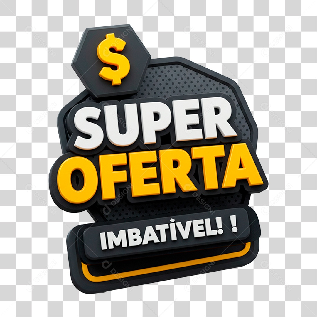 Selo 3D Super Oferta Imbatível para Composição PNG Transparente