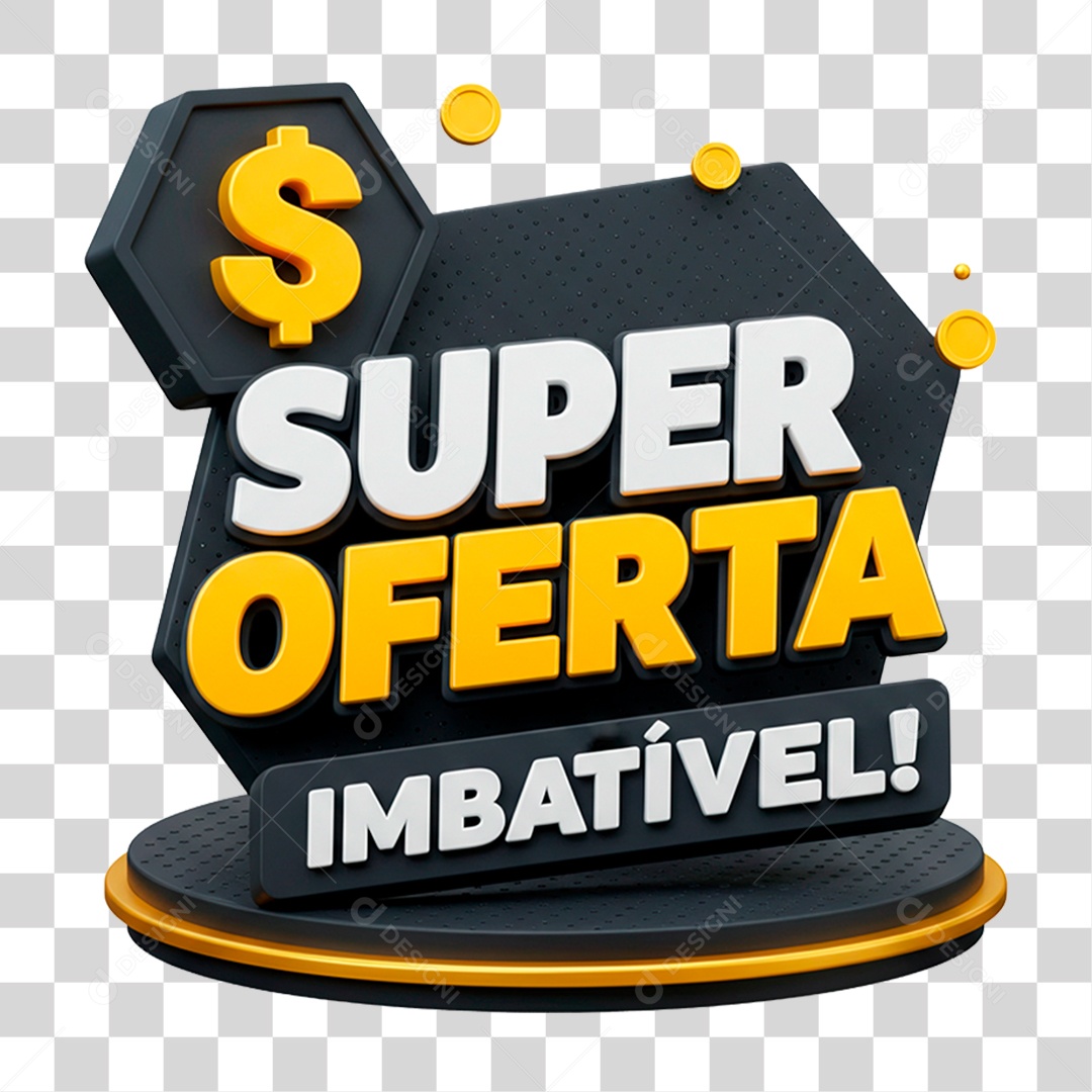 Selo 3D Super Oferta Imbatível para Composição PNG Transparente