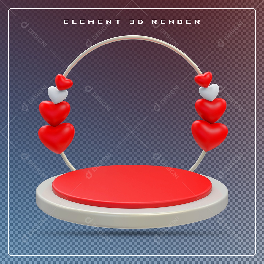 Podio Branco E Vermelho Elemento 3D Para Composição PSD