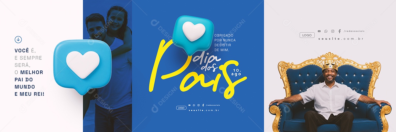 Carrossel Feliz Dia dos Pais 10 de Agosto Obrigado Social Media PSD Editável