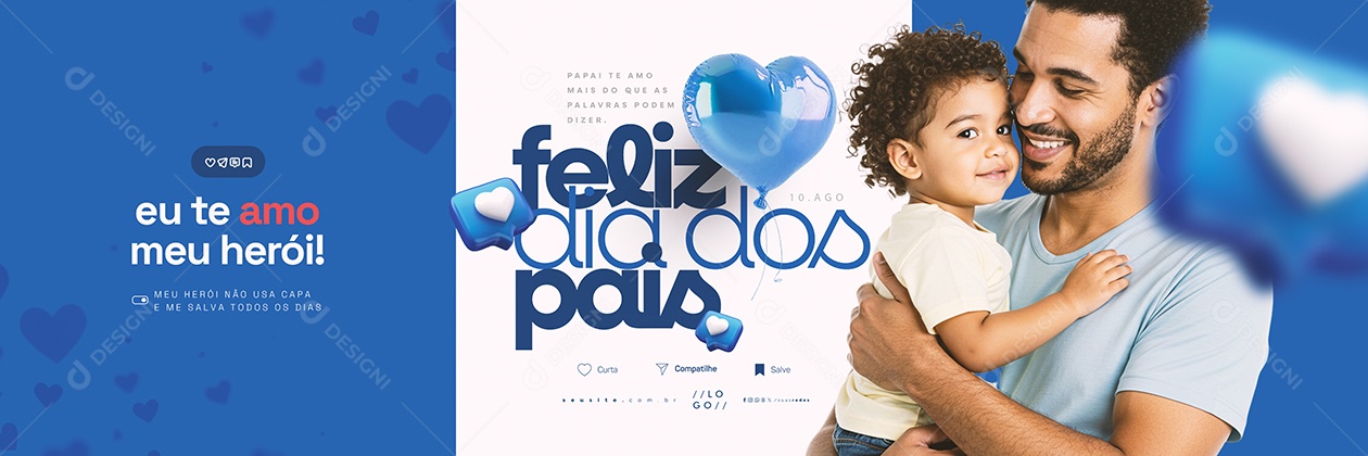 Carrossel Feliz Dia dos Pais 10 de Agosto Eu Te Amo Meu Herói Social Media PSD Editável