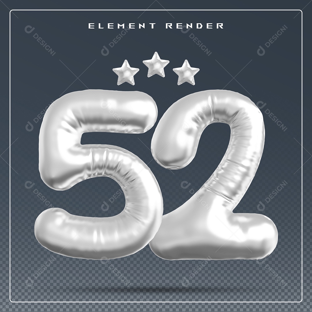 Elemento 3D Número 9 Cinza para Composição PSD