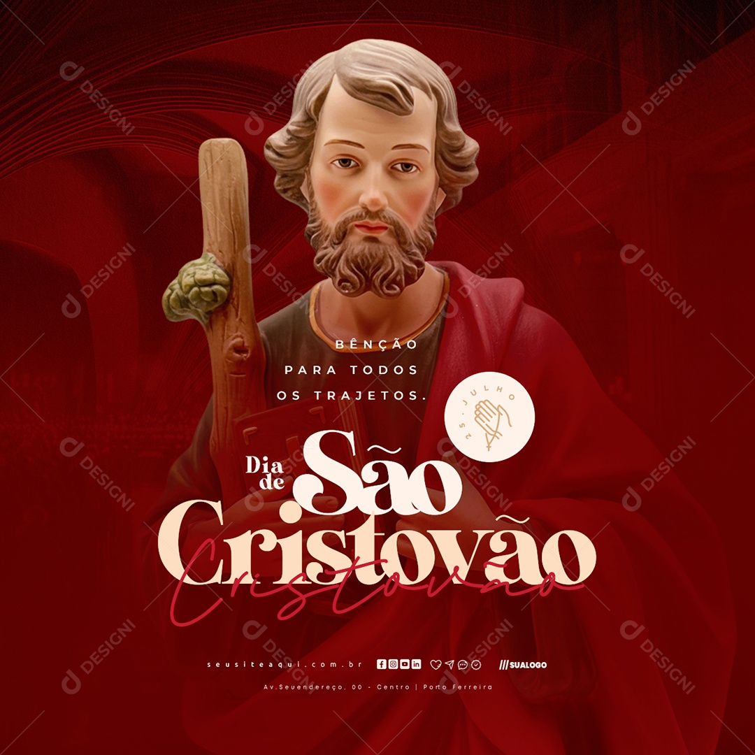 Dia de São Cristóvão 25 de Julho Bênção para Todos Social Media PSD Editável