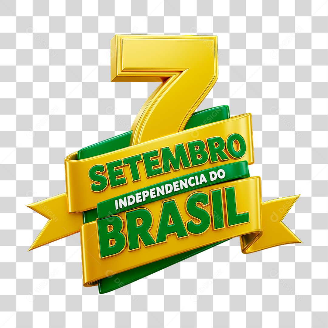 Selo 3D 7 Setembro Independência do Brasil PNG Transparente