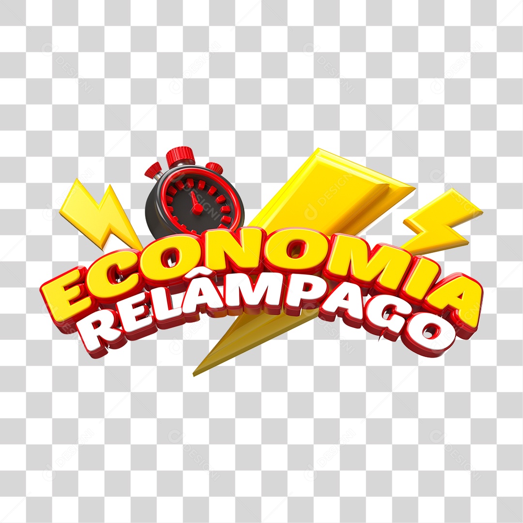 Selo 3D Economia Relâmpago PNG Transparente
