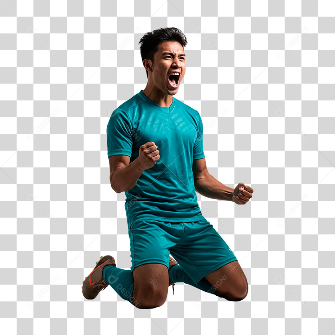Jogador Comemorando Gol PNG Transparente