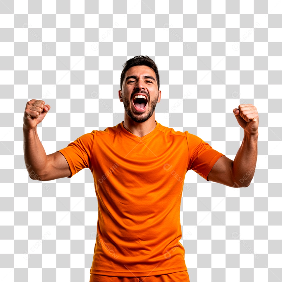 Jogador Comemorando Gol PNG Transparente