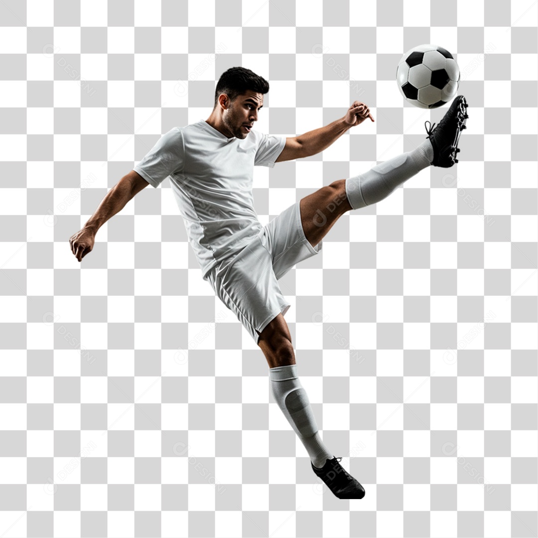 Jogador Chutando Bola PNG Transparente