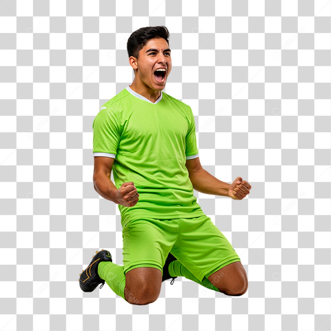 Jogador Comemorando Gol PNG Transparente