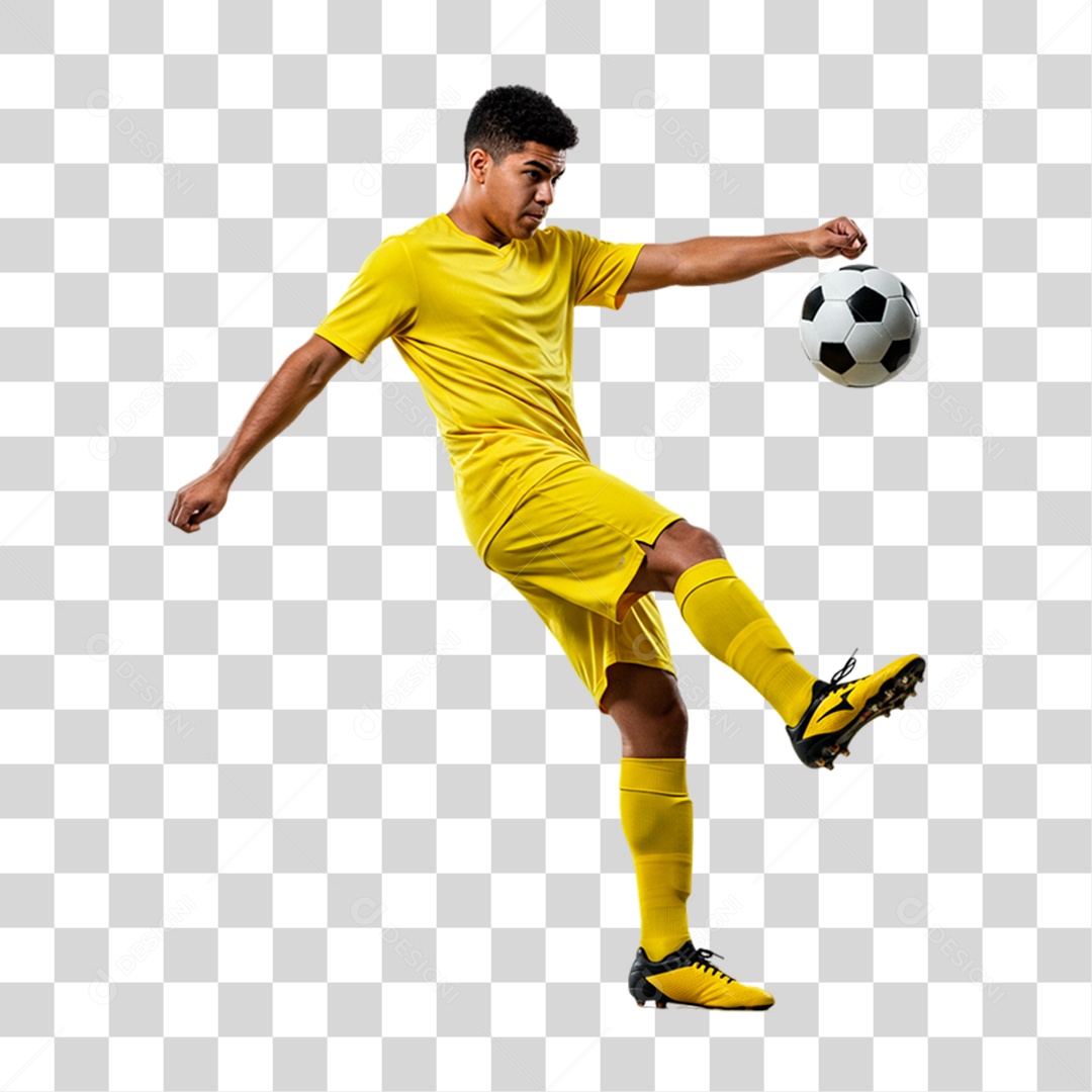 Jogador Chutando Bola PNG Transparente