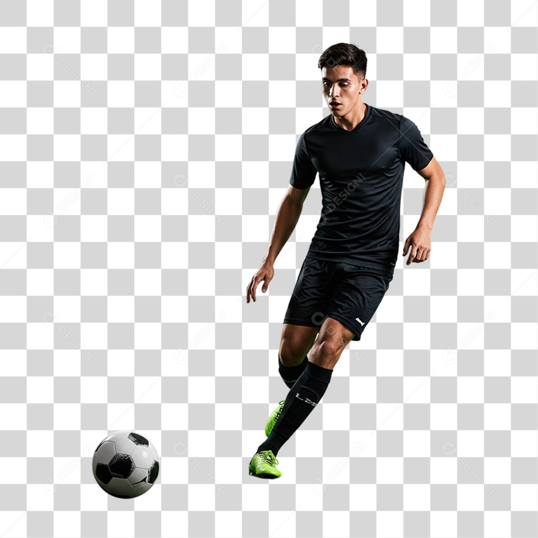 Jogador Chutando Bola PNG Transparente